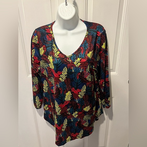 Enmain Floral Round Neck Top – Multi-Colored | Women's Size Large | NWT - Picture 3 of 5